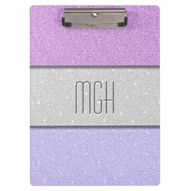 Carpeta De Pinza Monograma Personalizado con Brillo Falso (Anverso)