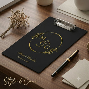 Carpeta De Pinza Monograma Personalizado Con Nombre De Pareja Flora