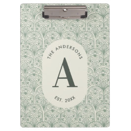Carpeta De Pinza Monograma personalizado de apellido familiar verde