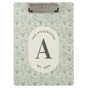 Carpeta De Pinza Monograma personalizado de apellido familiar verde