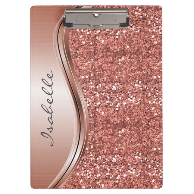 Carpeta De Pinza Monograma personalizado de Glam Bling con espuma d (Anverso)