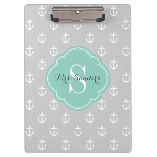 Carpeta De Pinza Monograma Personalizado de los ancestros de grises