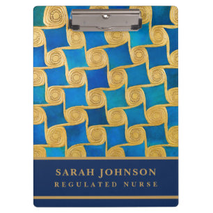 Carpeta De Pinza Monograma personalizado del antiguo Egipto azul or