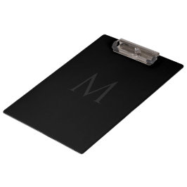 Carpeta De Pinza Monograma Personalizado Elegante Negro Profesional