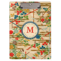 Monograma Personalizado Floral Japonés Vintage
