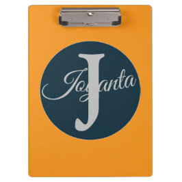 Carpeta De Pinza Monograma personalizado naranja gris azul Elegante