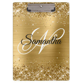 Carpeta De Pinza Monograma Purpurinoso de la holgura de oro