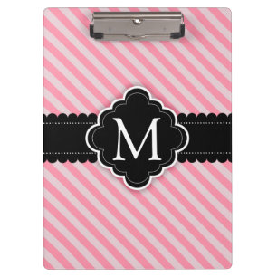 Carpeta De Pinza Monograma rosado femenino del personalizado del