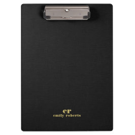 Carpeta De Pinza Monograma Tipografía de oro de línea negra minimal
