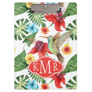 Carpeta De Pinza Monograma tropical del colibrí el  