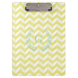Carpeta De Pinza Monograma verde azulado amarillo en colores pastel