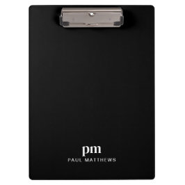 Carpeta De Pinza Monograma y nombre del Personalizado de brillo neg