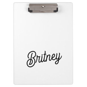 Carpeta De Pinza Monograma y nombre personalizados de blanco negro