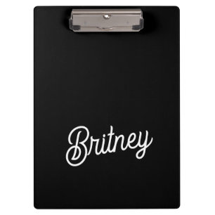 Carpeta De Pinza Monograma y nombre personalizados de blanco negro