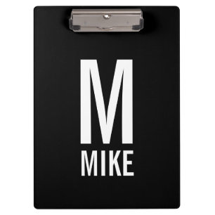 Carpeta De Pinza Monograma y nombre personalizados modernos