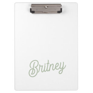 Carpeta De Pinza Monograma y nombre personalizados verde sabio mode