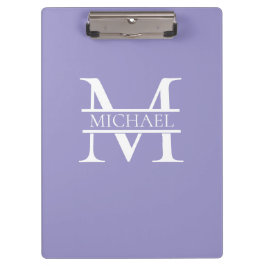 Carpeta De Pinza Monograma y nombre púrpura personalizado elegante