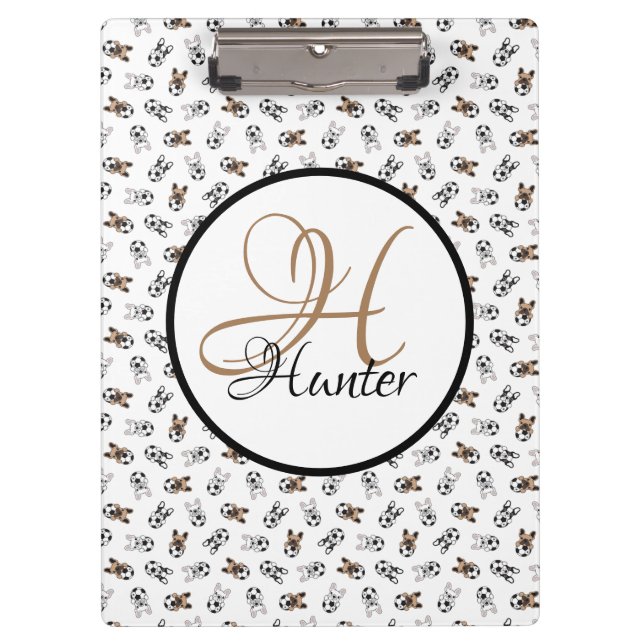 Carpeta De Pinza Monogramación de Cachorros de Fútbol Deportivo (Anverso)