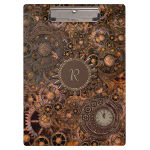 Carpeta De Pinza Monogramado de los engranajes de vapor