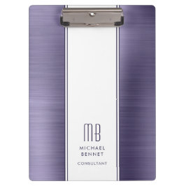 Carpeta De Pinza Monogramado Purple Brushed Metallic Business