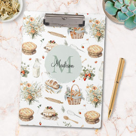 Carpeta De Pinza Monogramado Whimsical Floral Strawberry