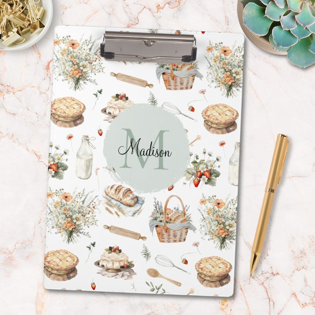 Carpeta De Pinza Monogramado Whimsical Floral Strawberry (In situ)