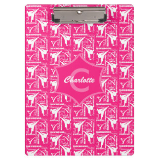 Carpeta De Pinza Monogramo de taekwondo Cute Pink White Girly