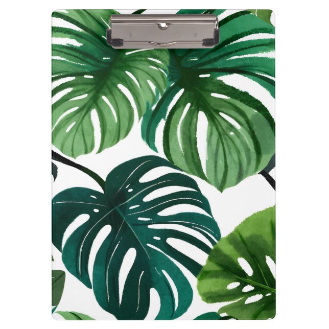 Carpeta De Pinza Monstera Leaves | Acuarela moderna y sencilla (Anverso)