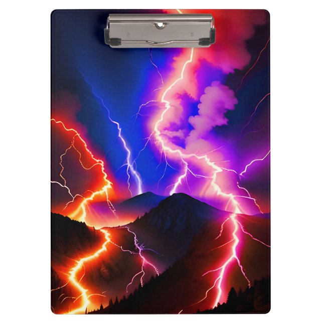 Carpeta De Pinza Montaña Coloreada Relámpago Uno (Anverso)