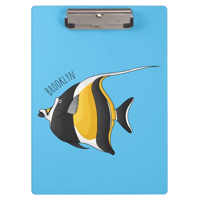 Carpeta De Pinza Moorish idol fish cartoon illustration  (Anverso)
