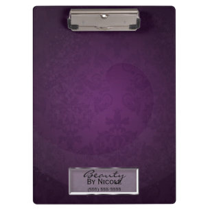 Carpeta De Pinza Morado Damask Swirl Elegante moda Glam Personaliza