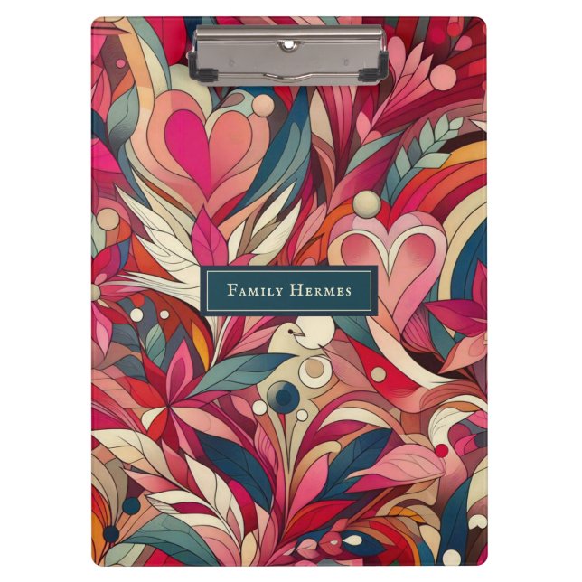 Carpeta De Pinza Morris flor rosa (Anverso)