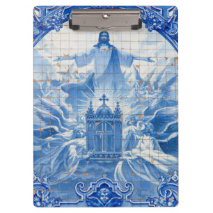 Carpeta De Pinza Mosaico de azulejos azules de Jesús, Portugal
