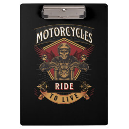 Carpeta De Pinza Motocicletas Skull Ride Para Vivir