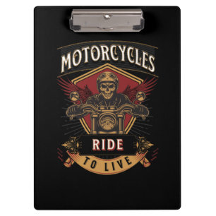 Carpeta De Pinza Motocicletas Skull Ride Para Vivir