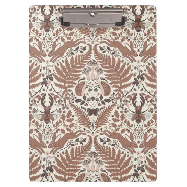 Carpeta De Pinza Mousse de Mocha, animales y plantas de bosque (Anverso)