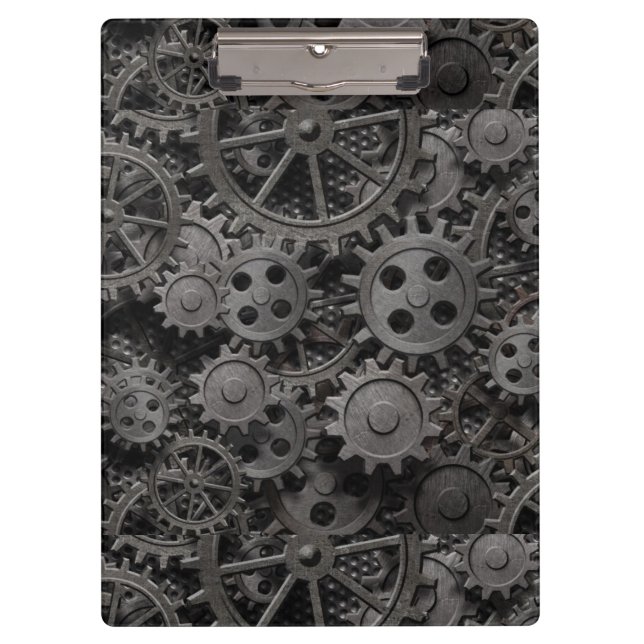 Carpeta De Pinza Muchos viejos engranajes o piezas metalizado (Anverso)