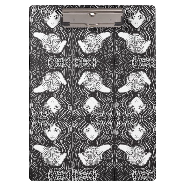 Carpeta De Pinza Mujer Brujera Artista Negro y Blanco (Anverso)