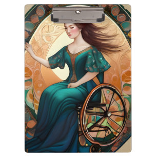 Carpeta De Pinza Mujer en silla de ruedas baila alegremente