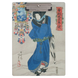Carpeta De Pinza Mujer japonesa en la nieve (impresión del