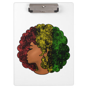 Carpeta De Pinza Mujer negra rasta afro rojo amarillo verde 