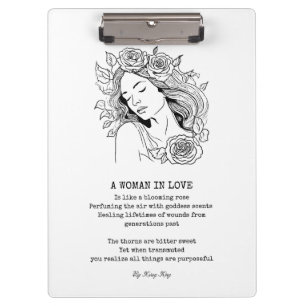 Carpeta De Pinza Mujer pacífica, arte de pared de rosa blanco y neg