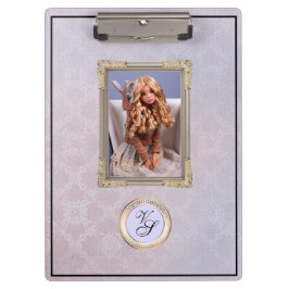 Carpeta De Pinza Muñeca moderna de lavanda rosa monograma#2