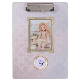Carpeta De Pinza Muñeca moderna de lavanda rosada monograma