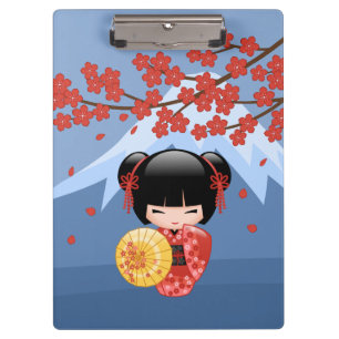 Carpeta De Pinza Muñeca roja Sakura Kokeshi - Chica cute Geisha