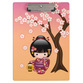 Carpeta De Pinza Muñeca Sakura Kokeshi - Chica Cute Geisha en la en