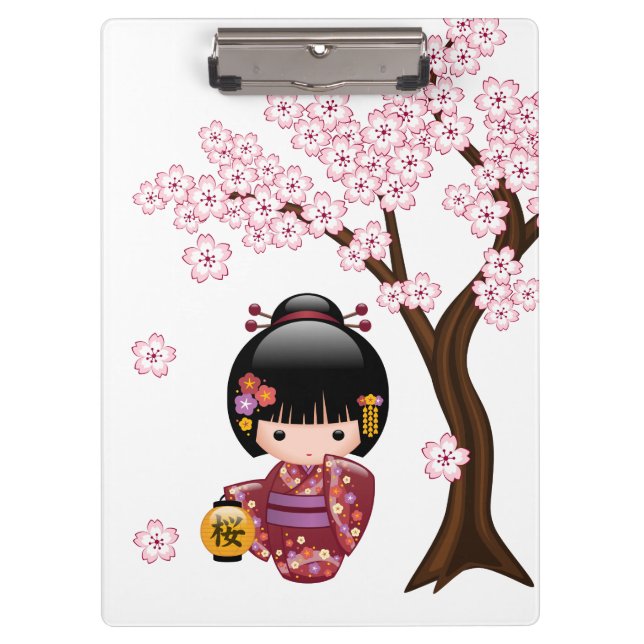 Carpeta De Pinza Muñeca Sakura Kokeshi - Chica Geisha japonés (Anverso)