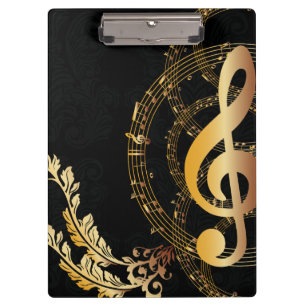 Carpeta De Pinza Music Note Diseño de oro de lujo