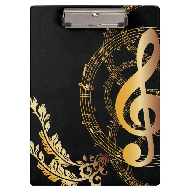 Carpeta De Pinza Music Note Diseño de oro de lujo (Anverso)