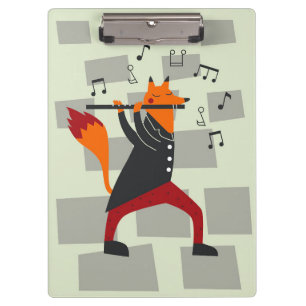 Carpeta De Pinza Música Art A Fox Y Flauta